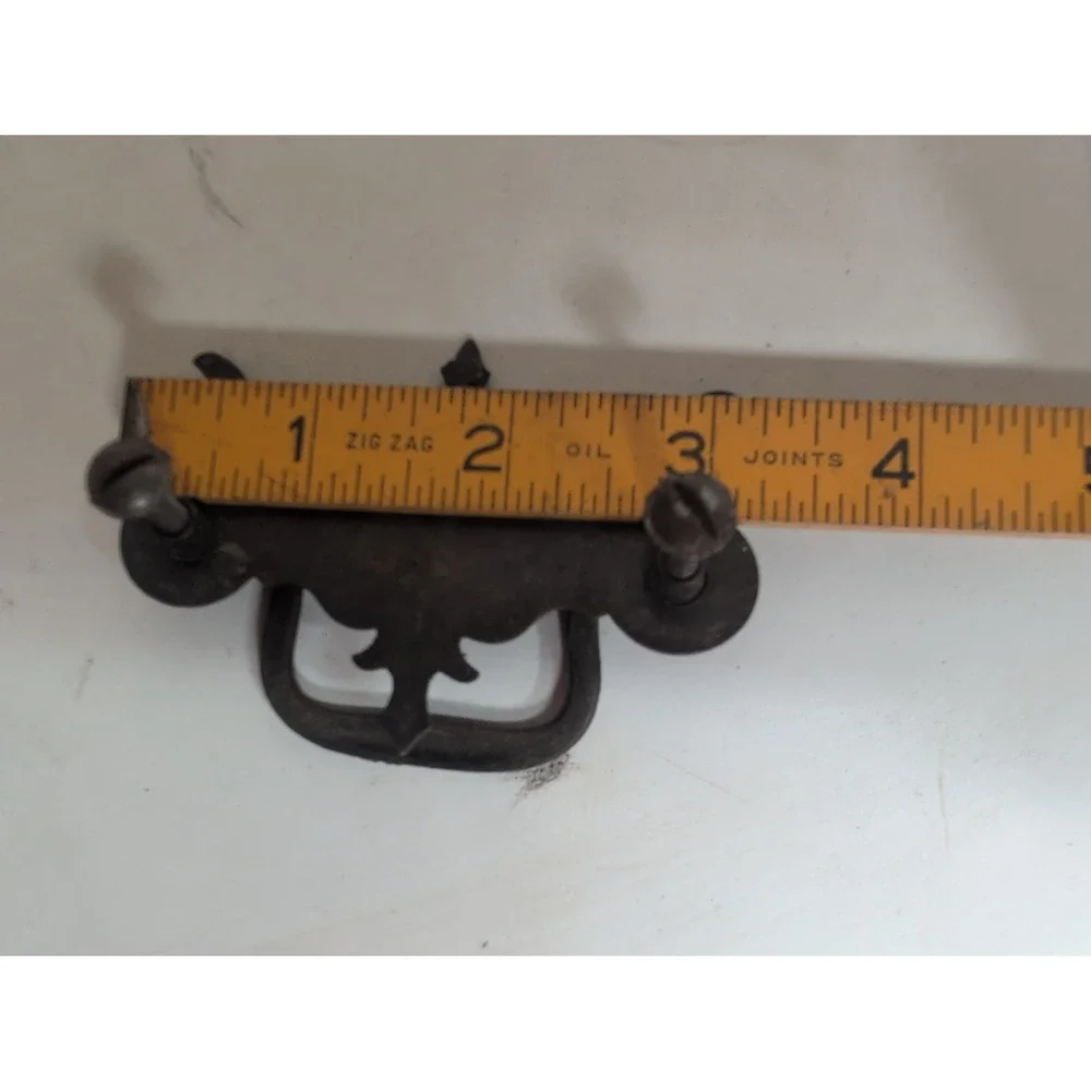 Lot (5) Vtg 3.25 in Dark Bronze Steel Chippendale Drawer Pull Victorian Dresser